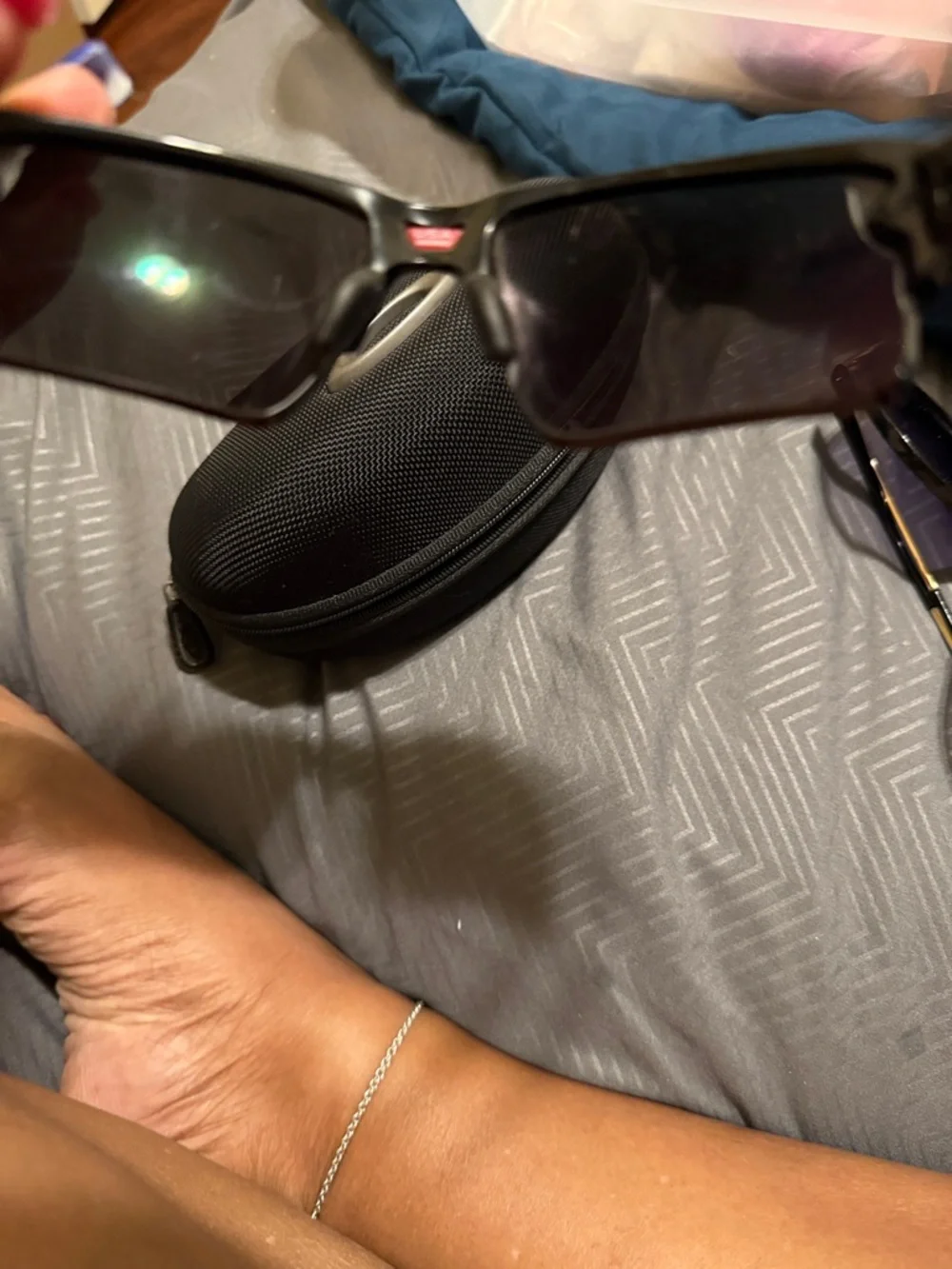 Oakley Black Frame Silver Mirrored Lens Sunglasses